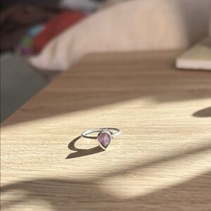 Sterling silver teardrop alexandrite ring